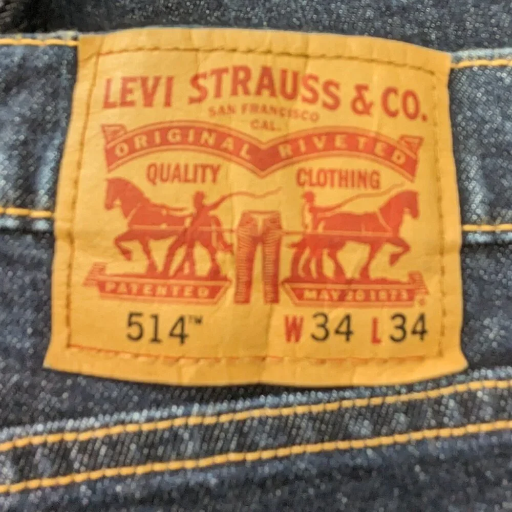 Levi's 514 Jeans Men's Stretch Straight Fit Size 34 X 34 Blue